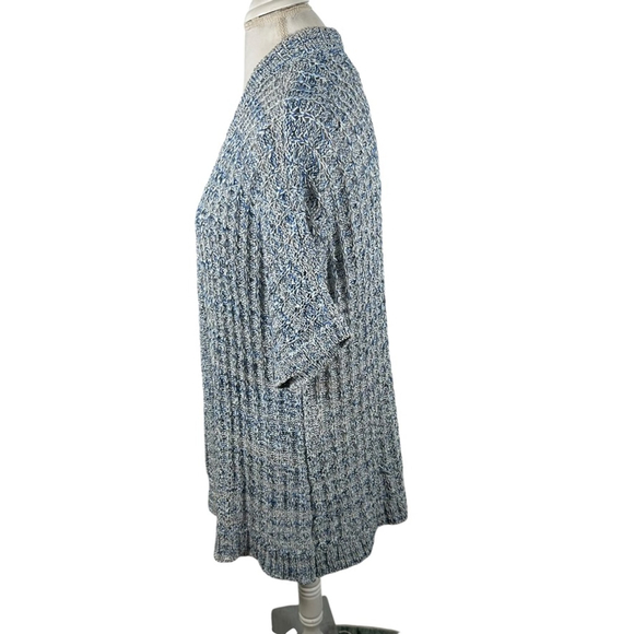 Chicos Open Knit Cardigan Sweater Topper Artsy Boho Tunic Length Size 3 = XL - Picture 5 of 10